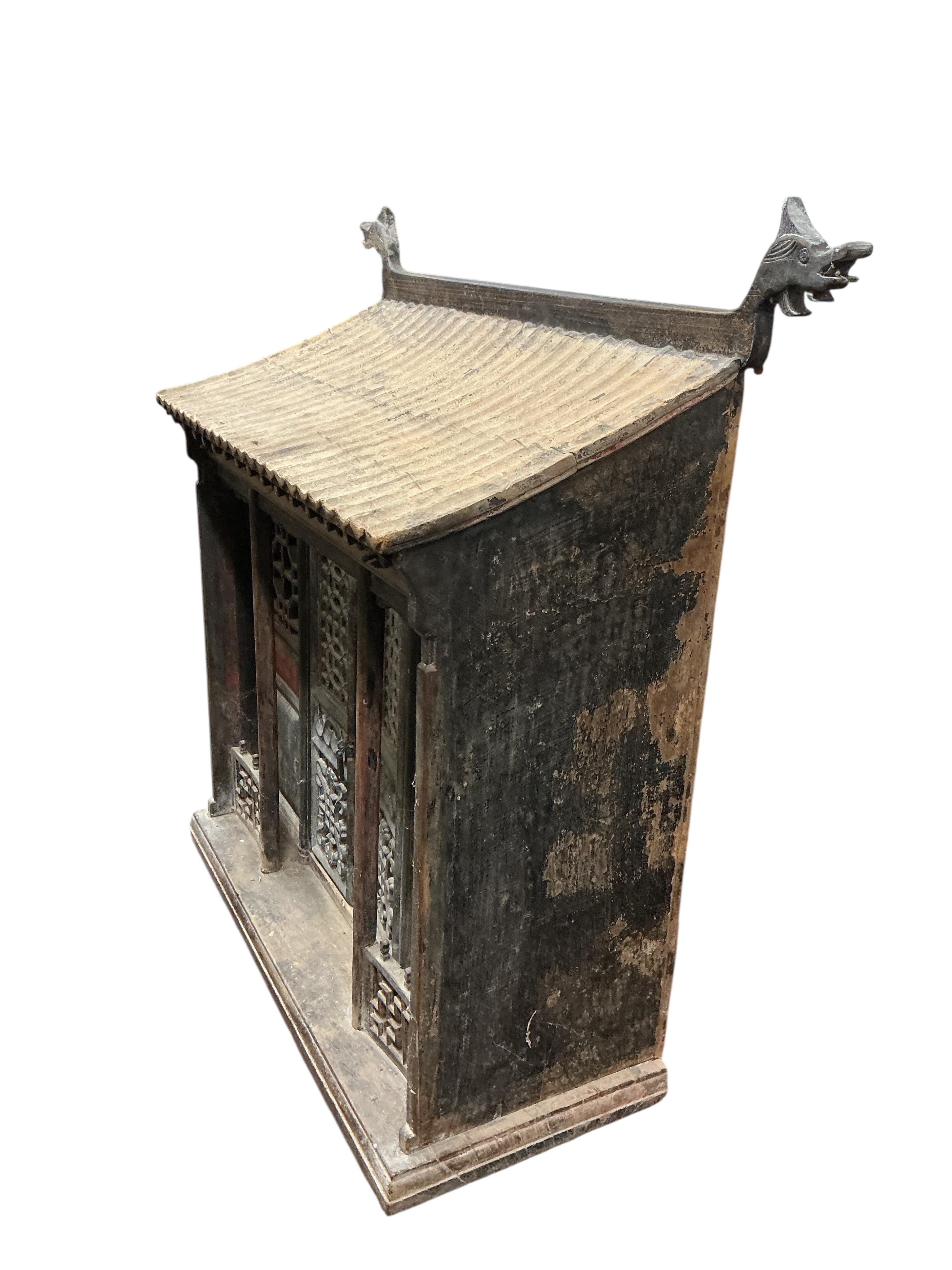 A 19th century Chinese house shrine, width 82cm, depth 32cm, height 80cm